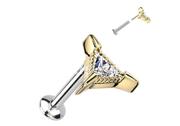 Piercing Labret triangle doré Push-In 