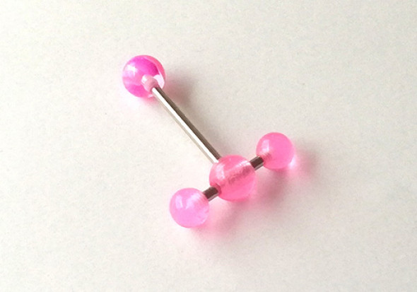 Piercing langue acrylique barre rose