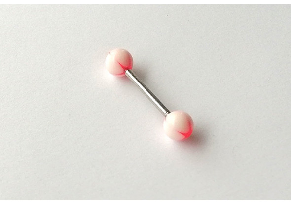 Piercing langue acrylique étoile rose