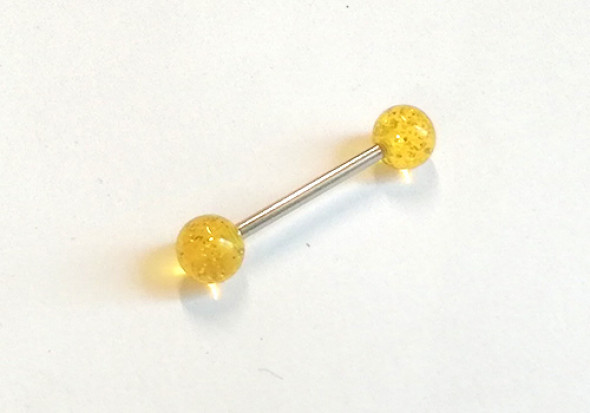 Piercing langue acrylique glitter jaune