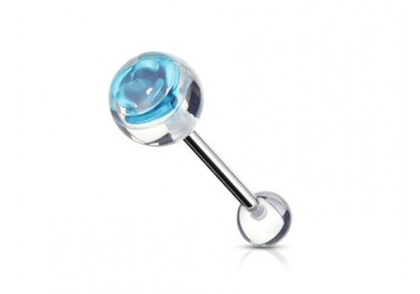 Piercing langue Rose bleue acrylique