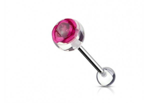 Piercing langue Rose fushia acrylique