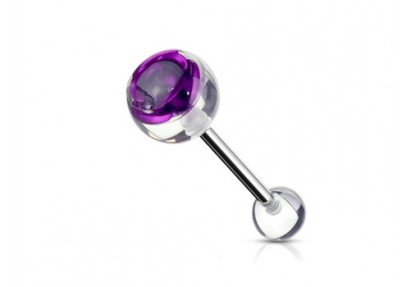 Piercing langue Rose violette acrylique