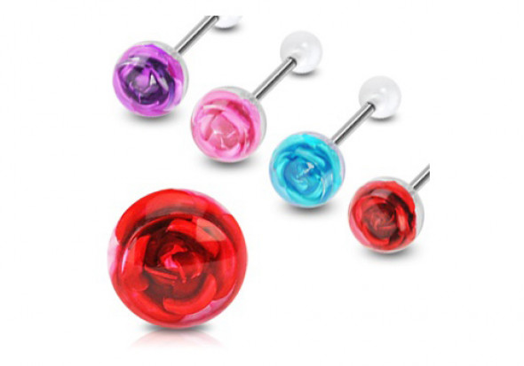 Piercing langue Rose acrylique