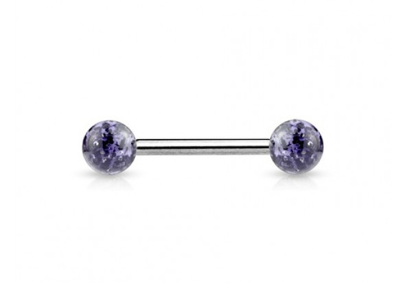 Piercing barbell billes paillettes noire