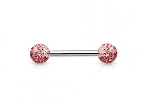 Piercing barbell billes paillettes rouge