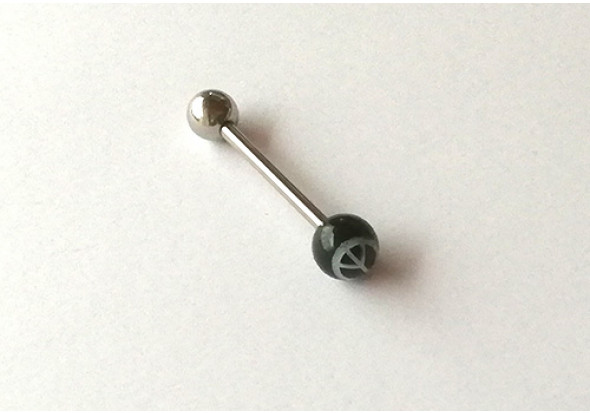 Piercing langue acrylique peace and love noir