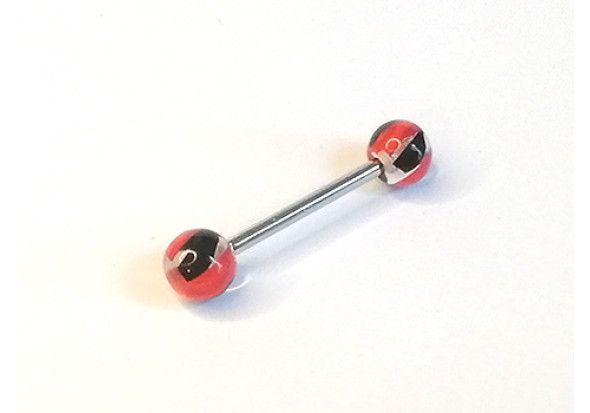 Piercing langue acrylique rouge et noire