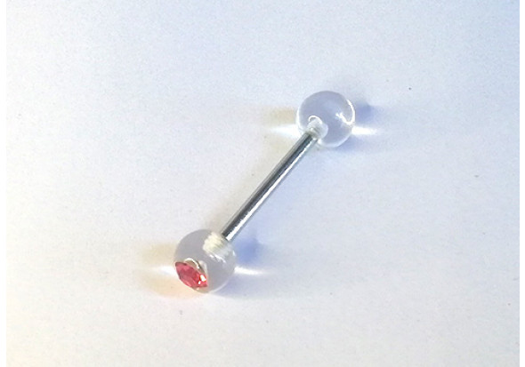 Piercing langue acrylique strass rose