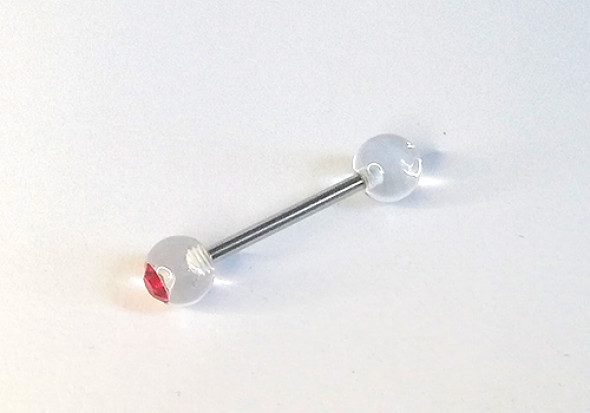 Piercing langue acrylique strass rouge