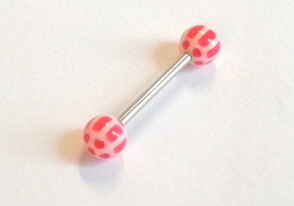 Piercing langue acrylique carreau rose