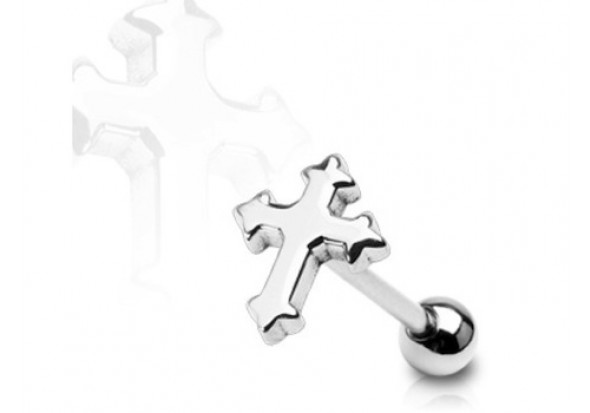 Piercing langue croix gothique