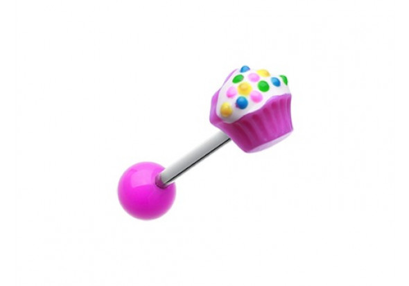 Piercing langue Cupcake violet