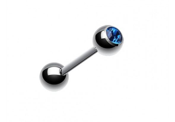 Piercing langue cristal bleu