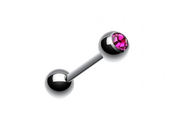 Piercing langue cristal fushia