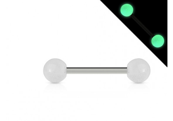 Piercing barbell phosphorescent blanc