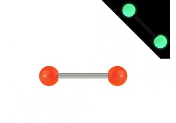 Piercing barbell phosphorescent orange