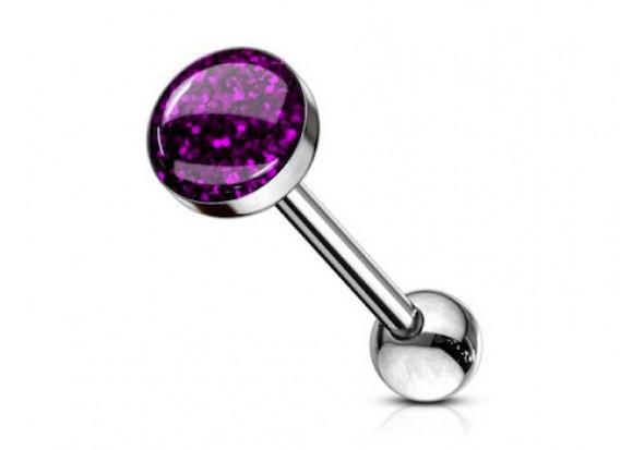 Piercing langue acier paillettes-violet