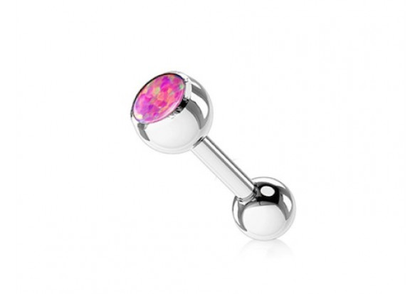 Piercing langue opale de feu rose