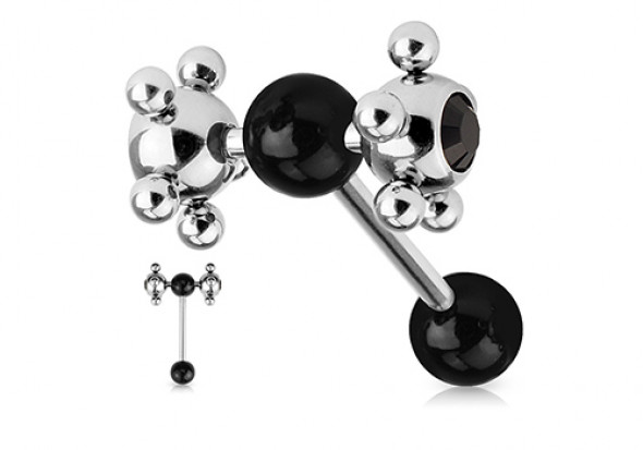 Piercing langue satellite noir