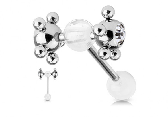 Piercing langue satellite transparent