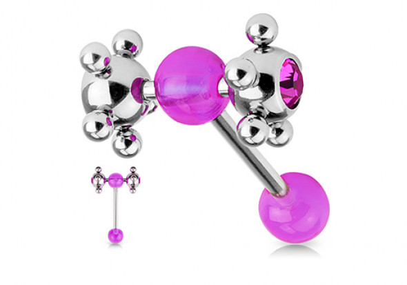 Piercing langue satellite violet