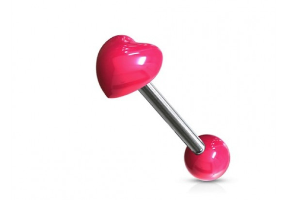 Piercing langue acrylique coeur rose