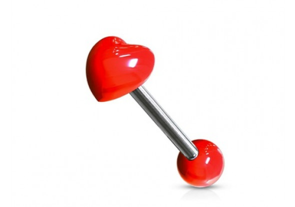 Piercing langue acrylique coeur rouge