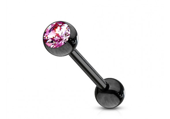 Piercing langue acier coloré rose