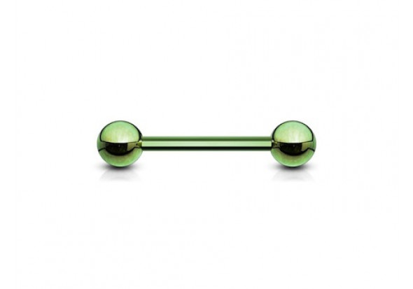 Piercing barbell anodisé vert