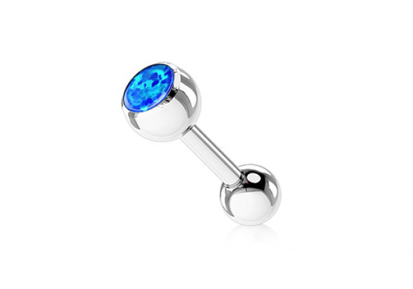 Piercing langue opale de feu bleue