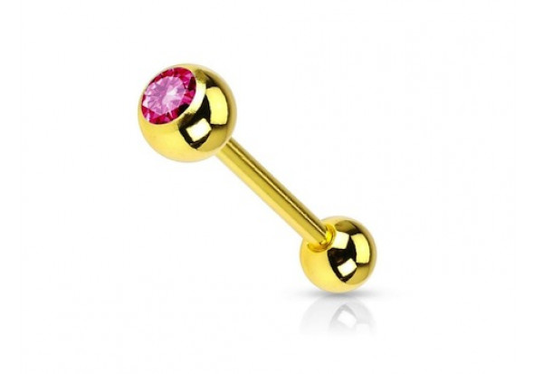 Piercing langue plaqué or fushia