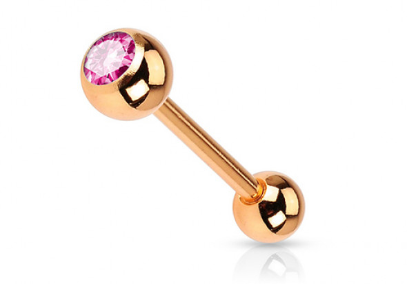 Piercing langue plaqué or rose