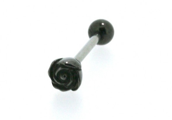 Piercing langue rose hematite