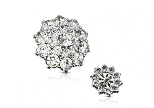 Piercing dermal fleur de vie strass blanc