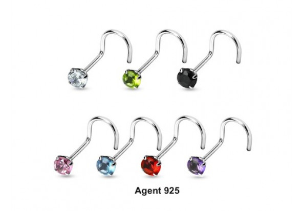 Piercing nez argent 925 tige courbée