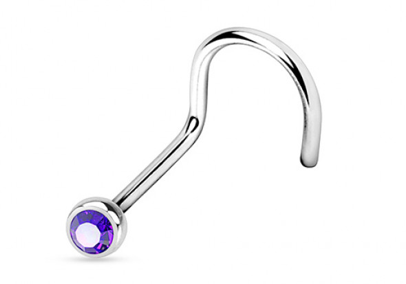 Piercing nez courbé pierre sertie clos tanzanite