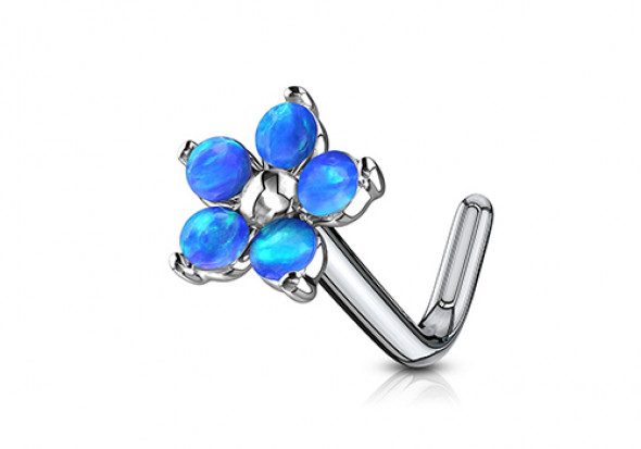 Piercing nez fleur opalite bleue