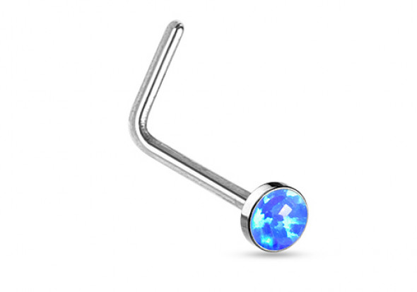 Piercing nez L opale sertie bleue