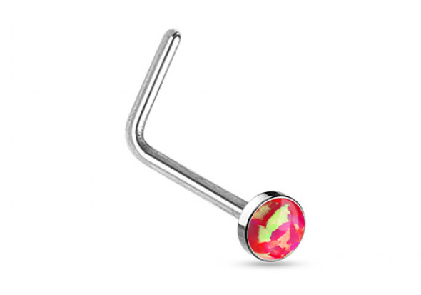 Piercing nez L opale sertie fuchsia