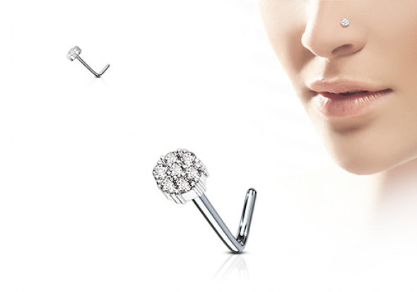 Piercing nez L fleur acier