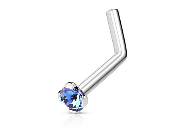 Piercing nez L pierre griffée bleu