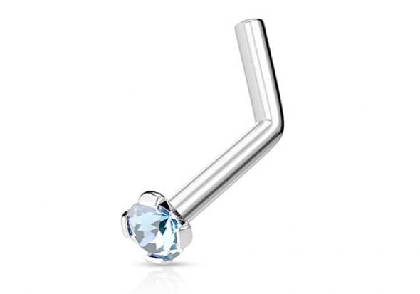 Piercing nez L pierre griffée turquoise