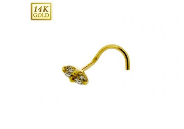 Piercing or massif 14k 2 pierres de 2mm clos