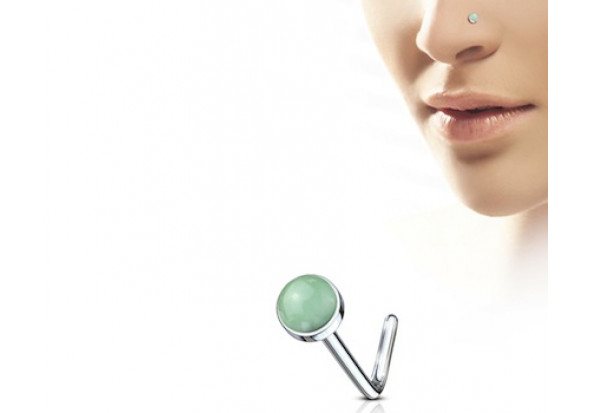 Piercing nez L pierre semie précieuse jade