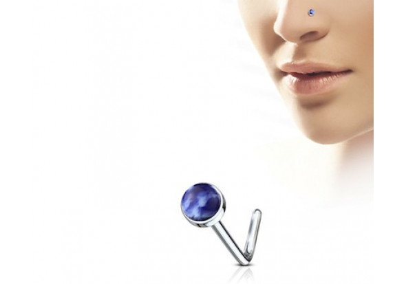 Piercing nez L pierre semie précieuse sodalite