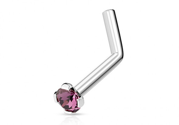 Piercing nez L pierre griffée violette 3mm