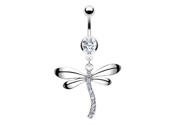 Piercing nombril libellule blanche