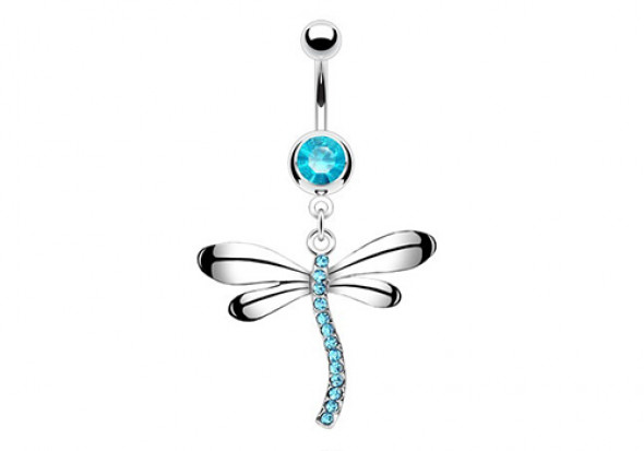 Piercing nombril libellule bleue