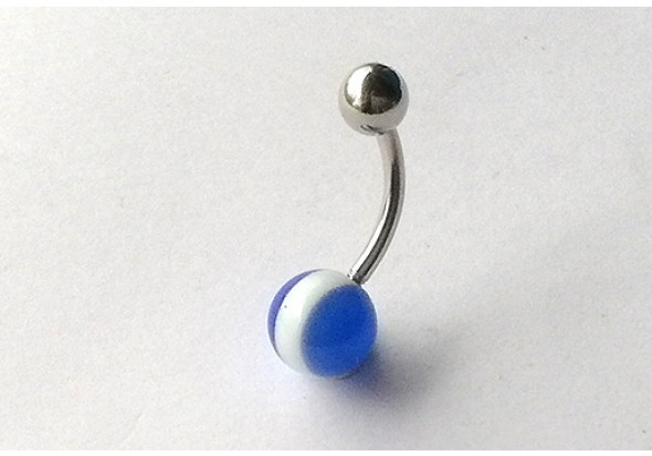 Piercing nombril acrylique bleue et blanc